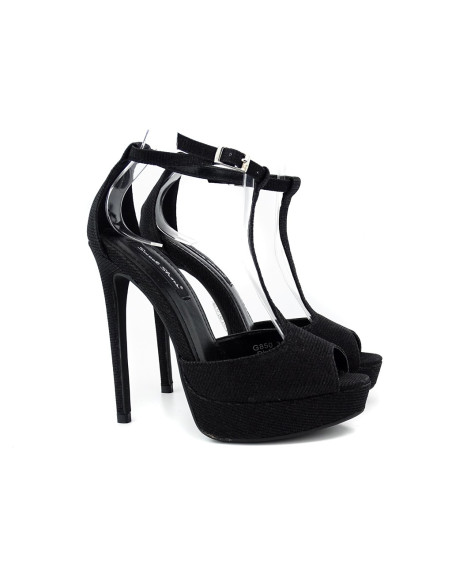 Melnas platformas sandales ar stiletto - 2