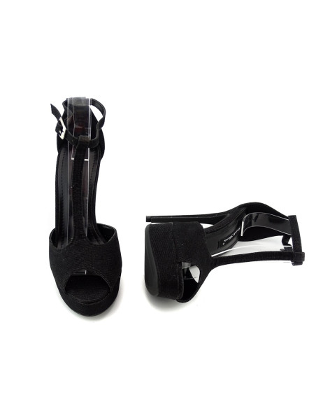 Melnas platformas sandales ar stiletto - 5