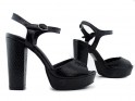 Black eco leather sandals on a post - 3