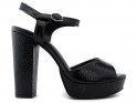 Sandale stiletto din piele ecologică neagră - 1