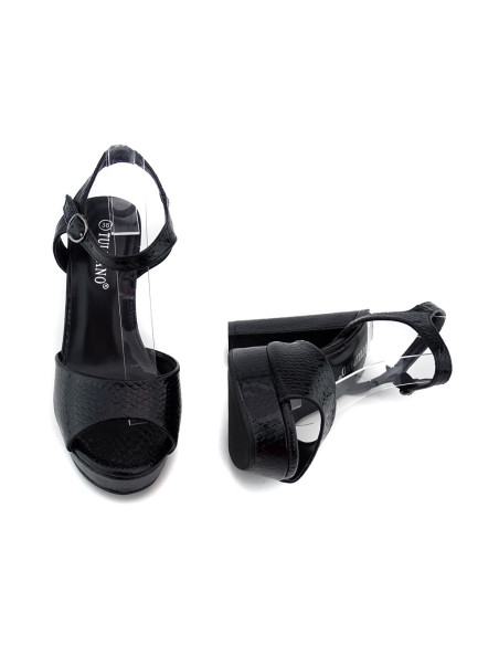 Sandales à talon aiguille en cuir écologique noir - 5