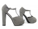 Sandale stiletto cu platformă argintie și curea - 3
