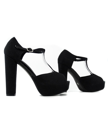 Schwarze Plateau Stiletto Riemchensandalen - 3