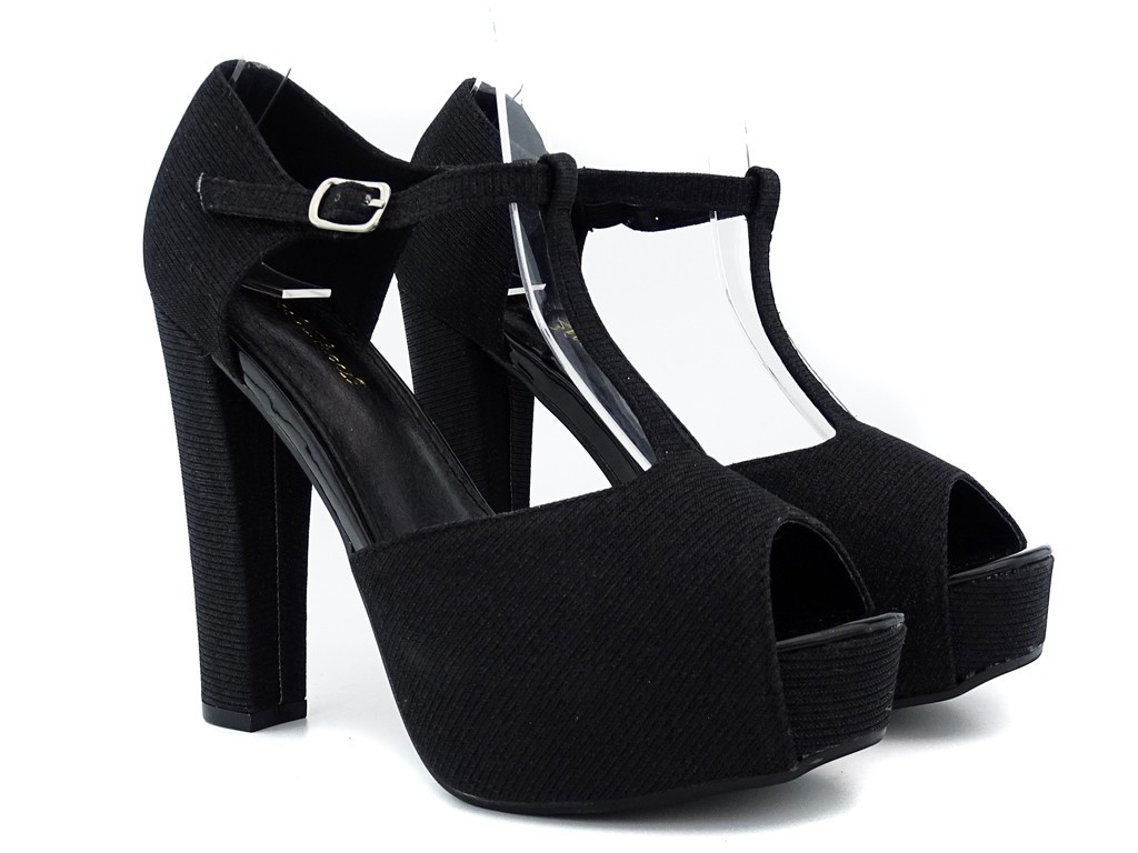 Schwarze Plateau Stiletto Riemchensandalen - 2