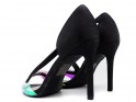 Melnas stiletto sandales ar cirkoniem hologrāfiskā krāsā - 4
