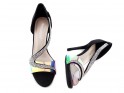 Melnas stiletto sandales ar cirkoniem hologrāfiskā krāsā - 5