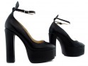 Black matte platform shoes with strap - 3