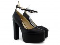 Black matte platform shoes with strap - 2