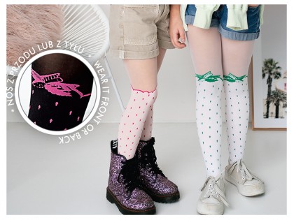 Girls' tights like polka dot knee socks - 2