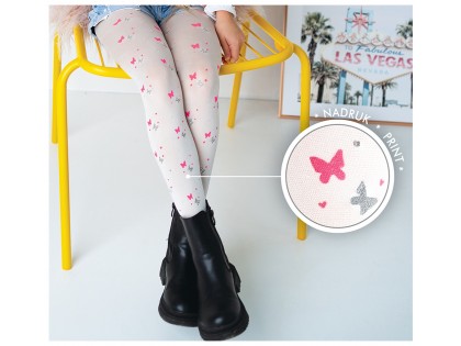 Girls' microfiber tights with butterflies - 2