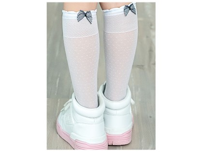 Girls' knee socks with decorative bow - 2