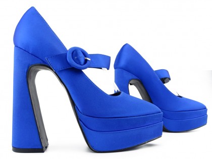 Modré boty na platformě s vysokými podpatky - 2
