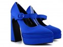 Zilas platformas kurpes ar augstiem papēžiem - 4