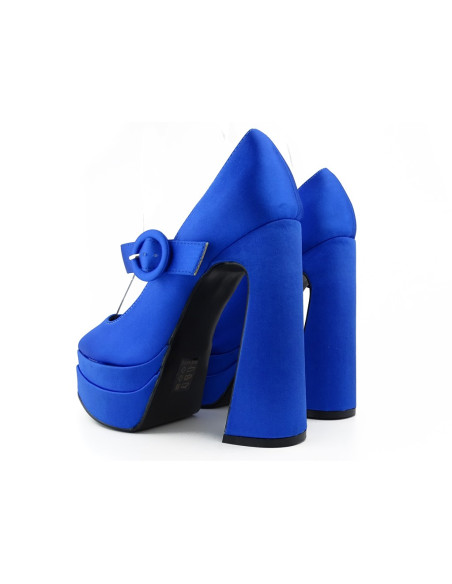 Blue platform shoes with high heels - 3