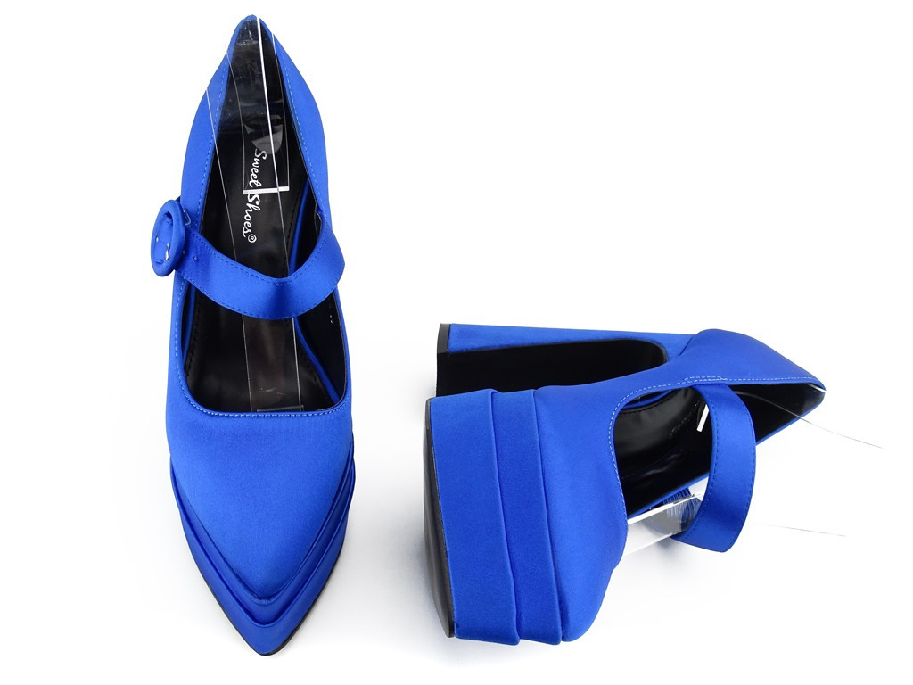 Blaue Plateauschuhe mit hohen Absätzen - 5