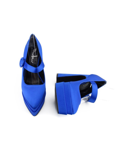 Blaue Plateauschuhe mit hohen Absätzen - 5