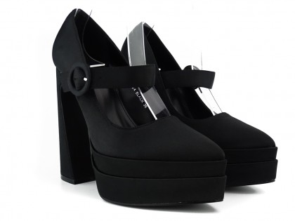 Fekete magas sarkú platform cipő - 3