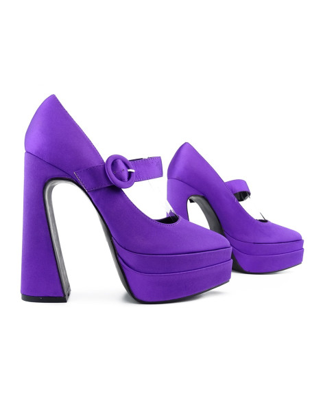 Purple platform shoes with high heels - 4