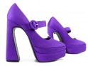 Фіолетові туфлі на платформі на високих підборах - 4