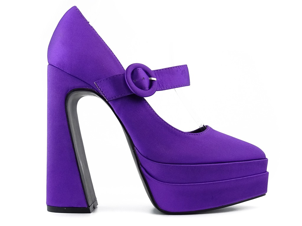 Фіолетові туфлі на платформі на високих підборах - 1