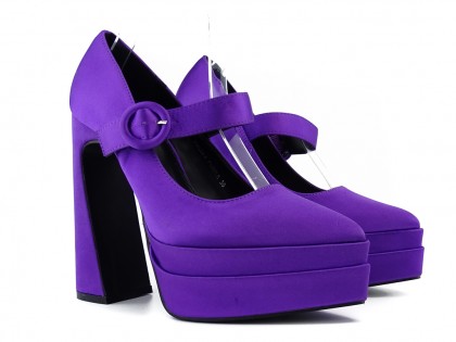 Violetas platformas kurpes ar augstiem papēžiem - 2
