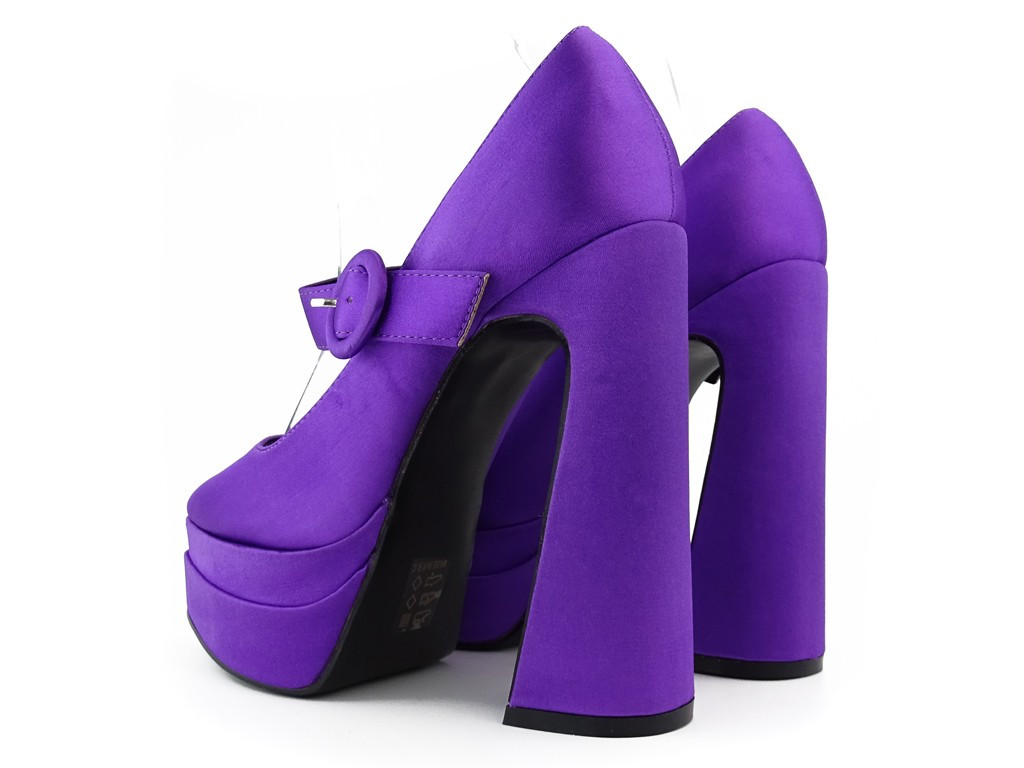 Fioletowe buty na platformie na wysokim obcasie - 3