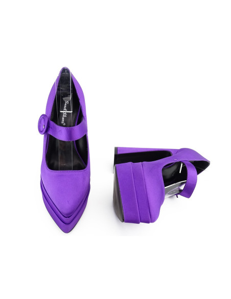 Purple platform shoes with high heels - 5