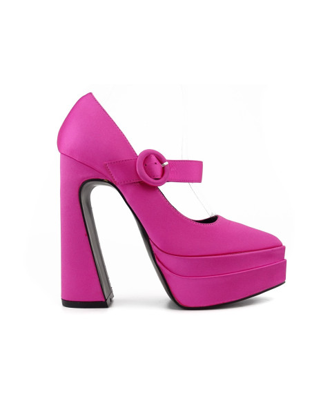 Pink platform shoes with high heels - 1