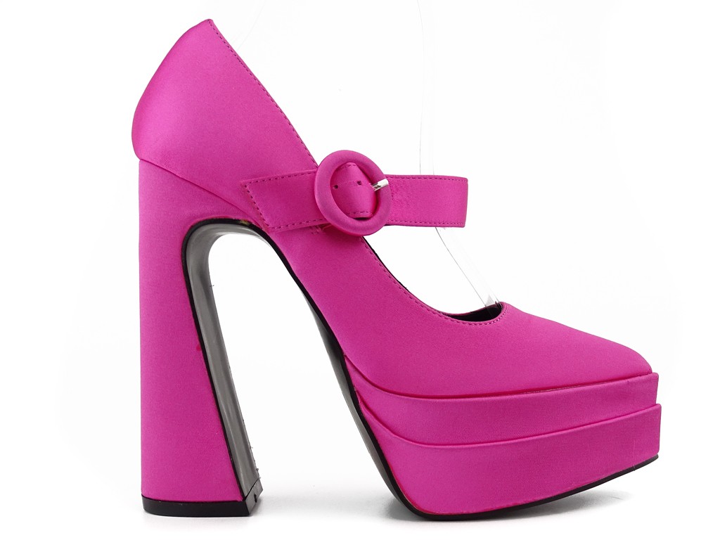 Pink platform shoes with high heels - 1