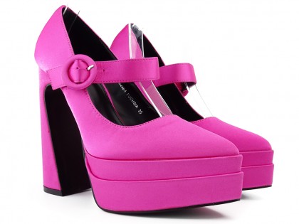Pink platform shoes with high heels - 2