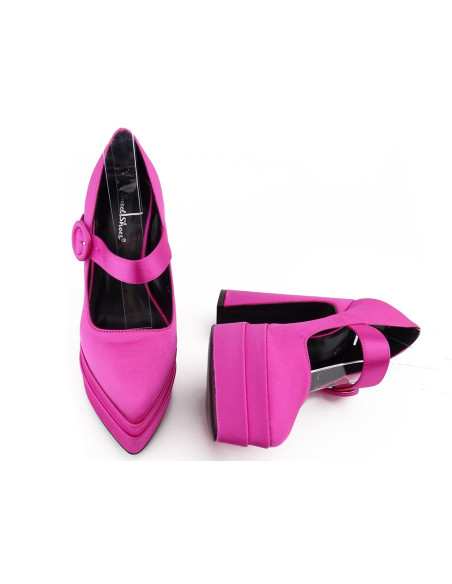 Pink platform shoes with high heels - 5