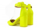 Neónovo žlté sandále na podpätku - 3