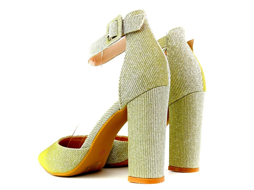 Goldene Stöckelschuhe gelb - 3