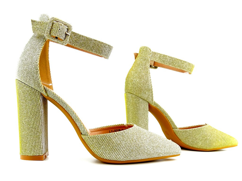 Goldene Stöckelschuhe gelb - 5