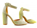 Zlaté sandále na podpätku žlté - 5