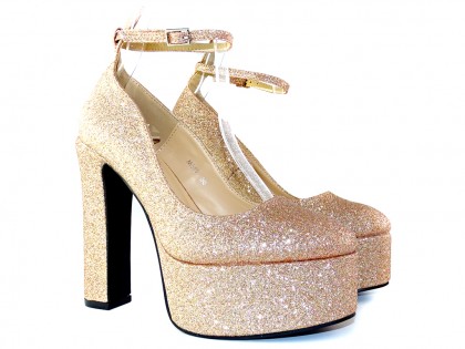 Gold platforms with ankle strap - 2