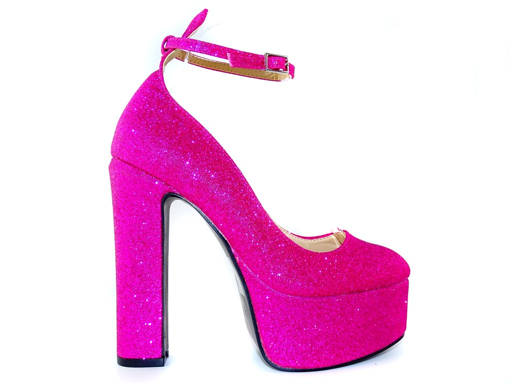 Pink platforms with ankle strap - 1