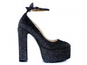 Black glitter platform half shoes - 1