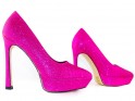Pantofi stiletto cu platformă roz cu sclipici - 3