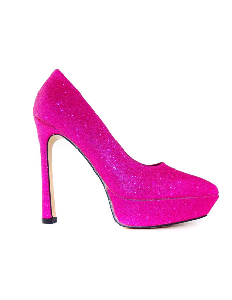 Rosa glitzernde Plateau-Stilettos - 1
