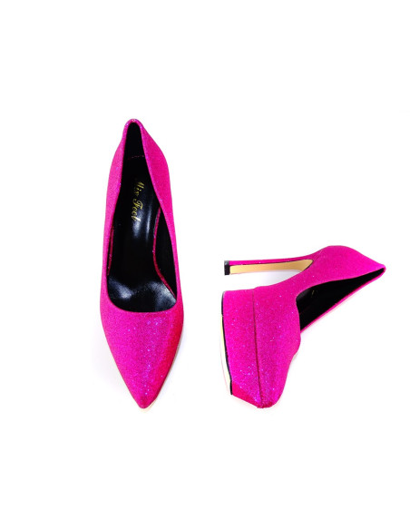 Rosa glitzernde Plateau-Stilettos - 4