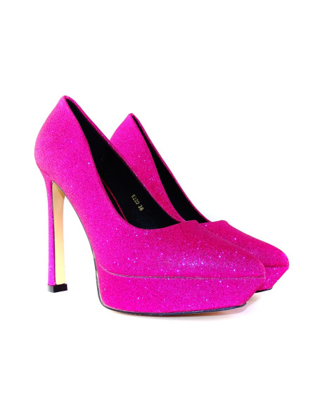 Rosa glitzernde Plateau-Stilettos - 2