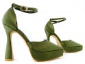 Green half shoes with platform and post - 3