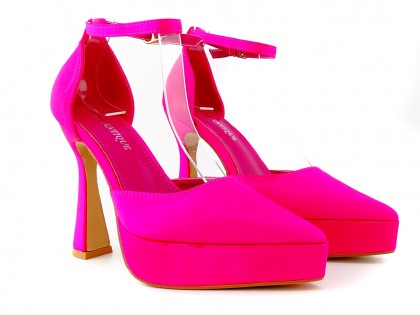 Pink platform shoes with a post - 2