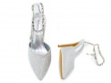 Silver shiny stilettos with zirconia strap - 4