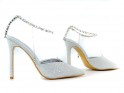 Silver shiny stilettos with zirconia strap - 5