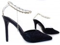 Black shiny chain stilettos - 3
