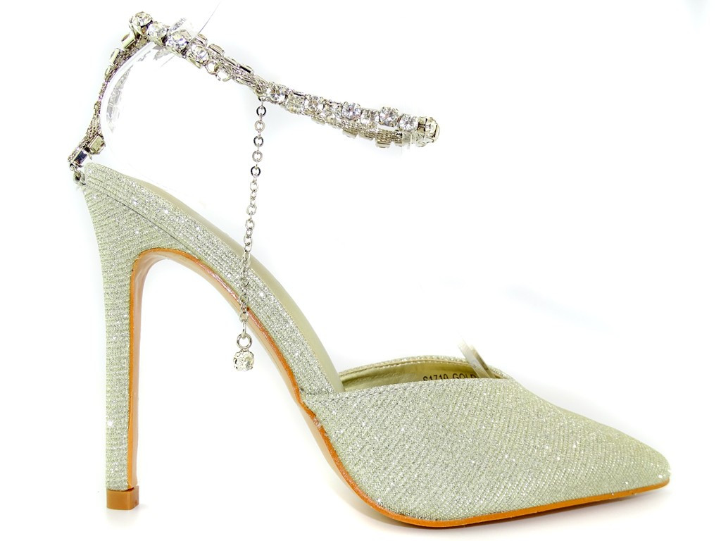 Gold glitzernde Kettenstilettos - 1