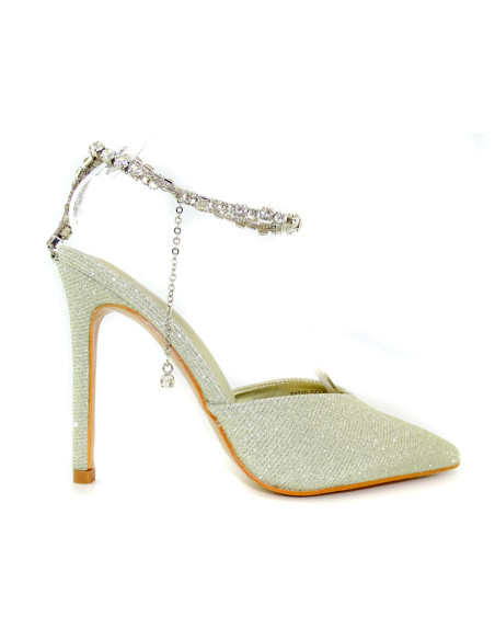 Gold glitzernde Kettenstilettos - 1