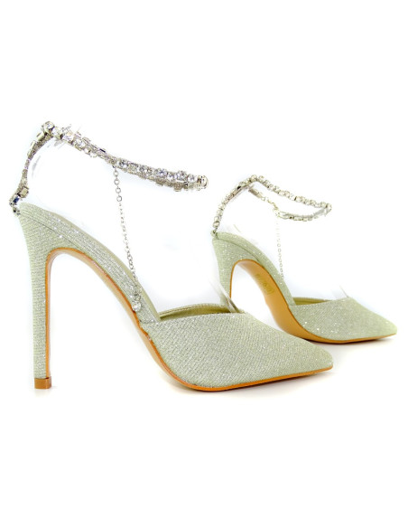 Gold glitzernde Kettenstilettos - 5